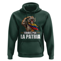 Firmes Por La Patria Colombian Pride Hoodie Roaring Saluting Tiger Patriotic Colombia Heritage Flag