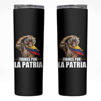 Firmes Por La Patria Colombian Pride Skinny Tumbler Roaring Saluting Tiger Patriotic Colombia Heritage Flag