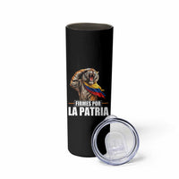 Firmes Por La Patria Colombian Pride Skinny Tumbler Roaring Saluting Tiger Patriotic Colombia Heritage Flag