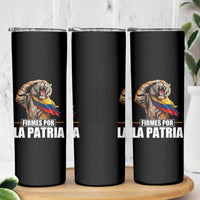 Firmes Por La Patria Colombian Pride Skinny Tumbler Roaring Saluting Tiger Patriotic Colombia Heritage Flag