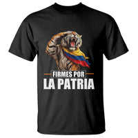 Firmes Por La Patria Colombian Pride T Shirt Roaring Saluting Tiger Patriotic Colombia Heritage Flag