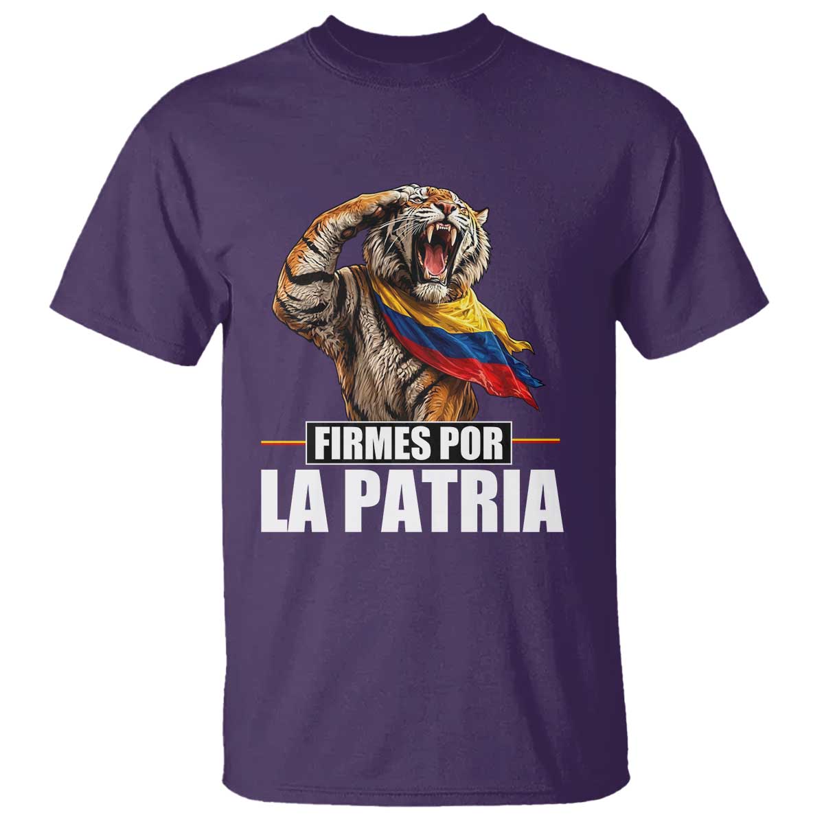 Firmes Por La Patria Colombian Pride T Shirt Roaring Saluting Tiger Patriotic Colombia Heritage Flag