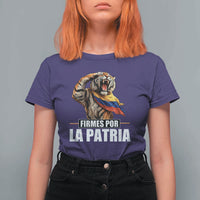 Firmes Por La Patria Colombian Pride T Shirt For Women Roaring Saluting Tiger Patriotic Colombia Heritage Flag