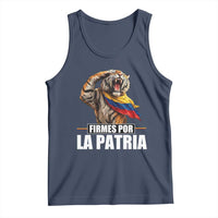Firmes Por La Patria Colombian Pride Tank Top Roaring Saluting Tiger Patriotic Colombia Heritage Flag