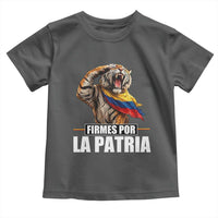 Firmes Por La Patria Colombian Pride Toddler T Shirt Roaring Saluting Tiger Patriotic Colombia Heritage Flag