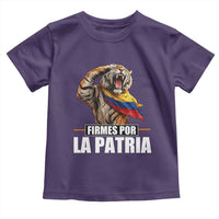 Firmes Por La Patria Colombian Pride Toddler T Shirt Roaring Saluting Tiger Patriotic Colombia Heritage Flag