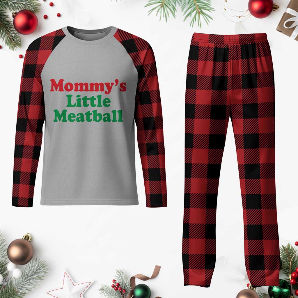 Mommy's Little Meatball Plaid Pajama Set Funny Italian Family Baby Humor - Wonder Print Shop