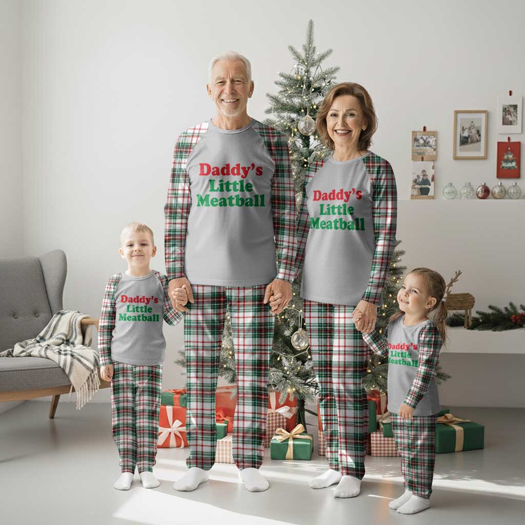 Daddy's Little Meatball Plaid Pajama Set Funny Italian Family Baby Humor - Wonder Print Shop