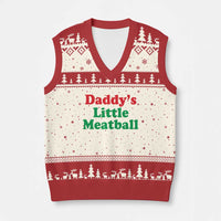 Daddy's Little Meatball V-Neck Knit Sweater Vest Funny Italian Family Baby Humor - Wonder Print Shop