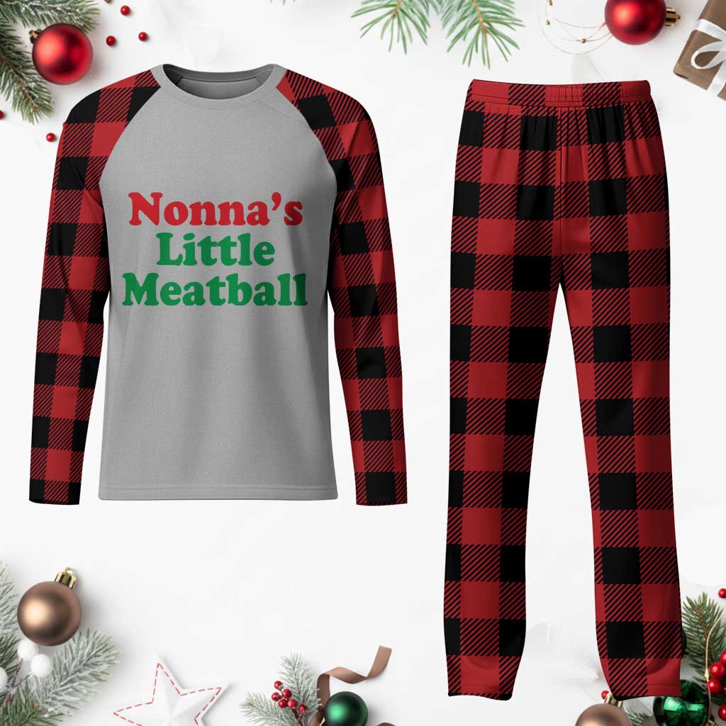 Nonna's Little Meatball Plaid Pajama Set Funny Italian Family Baby Humor - Wonder Print Shop
