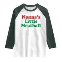 Nonna's Little Meatball Raglan Shirt Funny Italian Family Baby Humor - Wonder Print Shop
