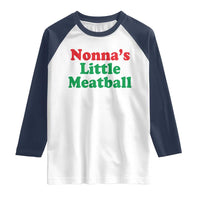 Nonna's Little Meatball Raglan Shirt Funny Italian Family Baby Humor - Wonder Print Shop