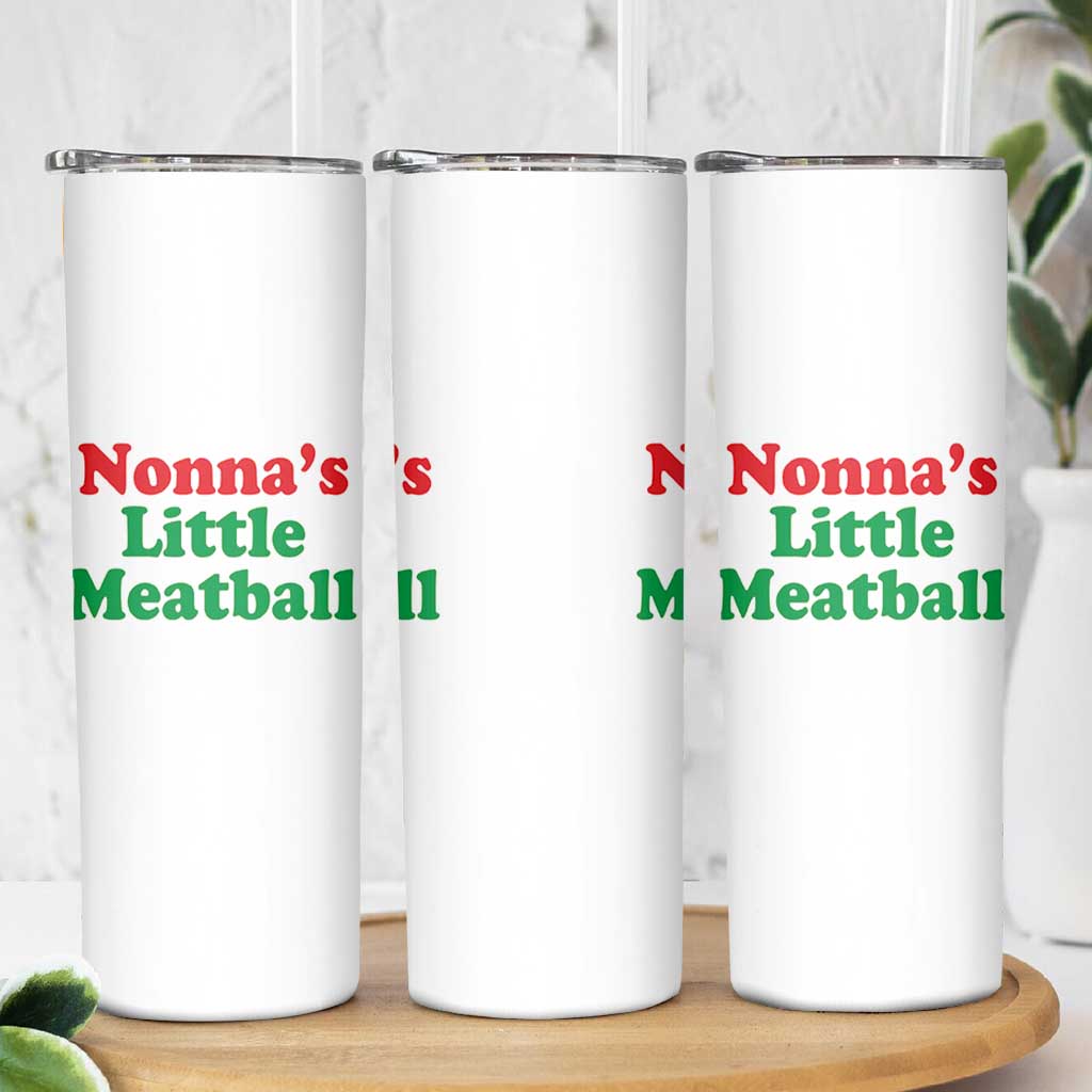 Nonna's Little Meatball Skinny Tumbler Funny Italian Family Baby Humor - Wonder Print Shop