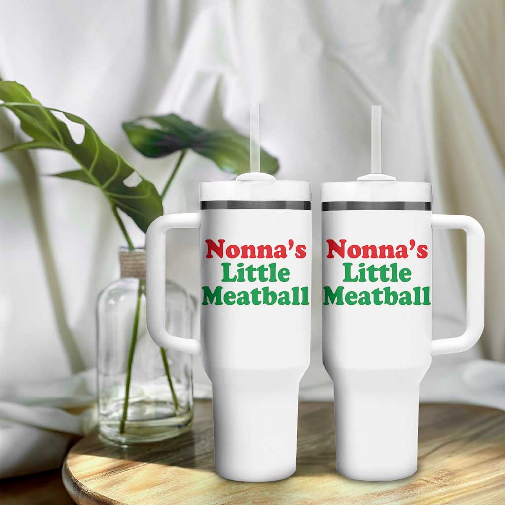 Nonna's Little Meatball Tumbler With Handle Funny Italian Family Baby Humor - Wonder Print Shop