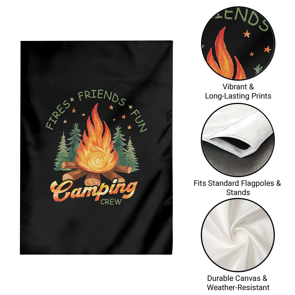 Fires Friends Fun Camping Crew Garden Flag Cozy Campfire Adventure Outdoor Lovers - Wonder Print Shop