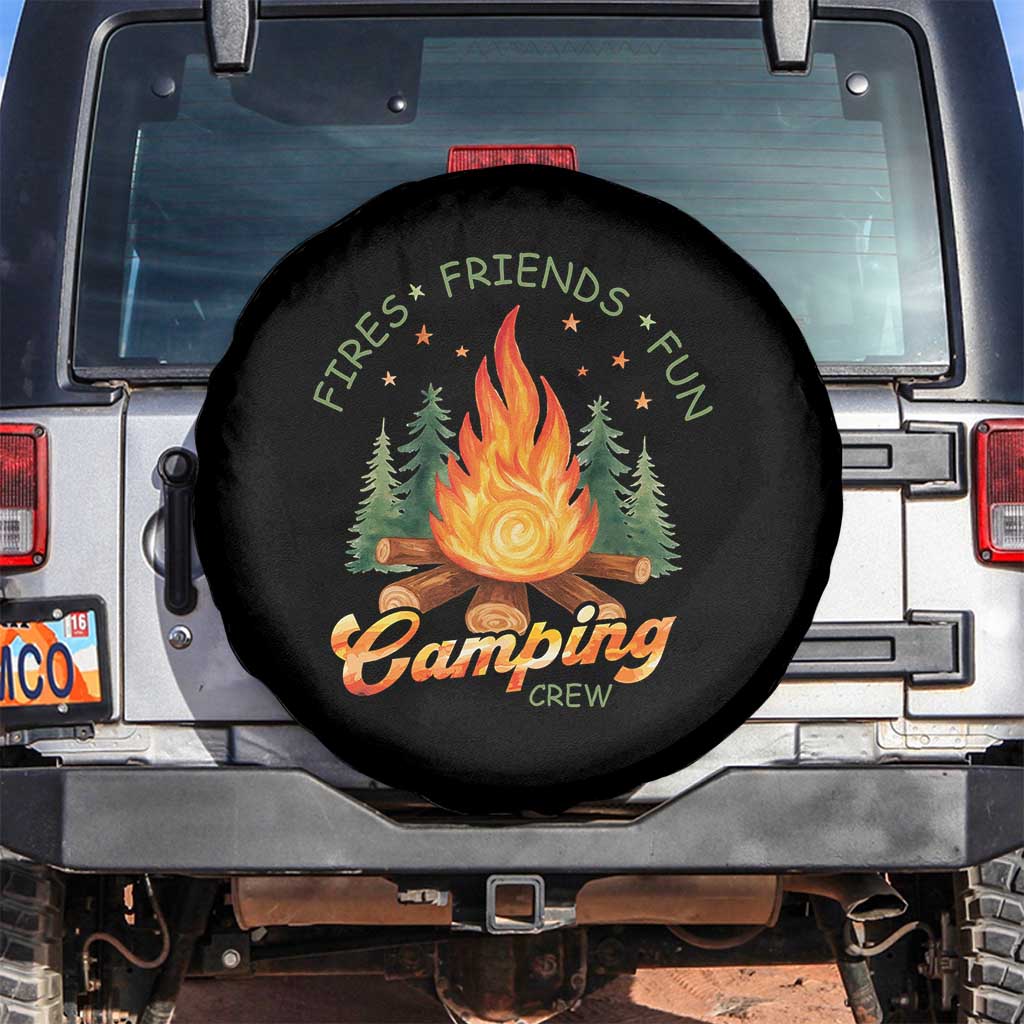 Fires Friends Fun Camping Crew Spare Tire Cover Cozy Campfire Adventure Outdoor Lovers - Wonder Print Shop