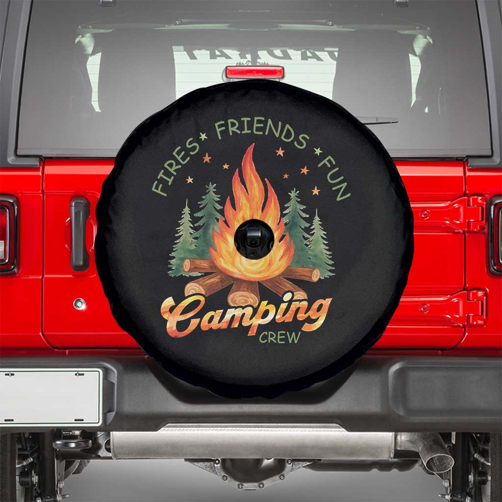 Fires Friends Fun Camping Crew Spare Tire Cover Cozy Campfire Adventure Outdoor Lovers - Wonder Print Shop