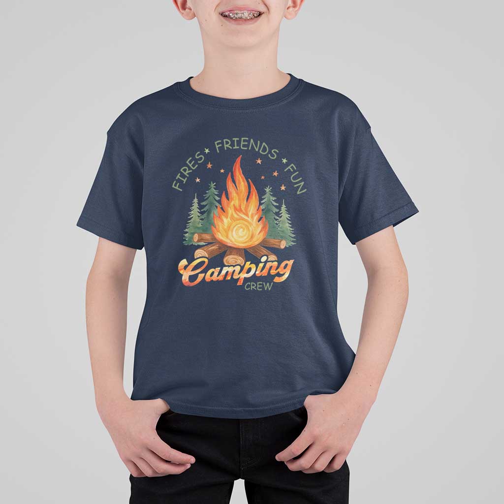 Fires Friends Fun Camping Crew T Shirt For Kid Cozy Campfire Adventure Outdoor Lovers - Wonder Print Shop