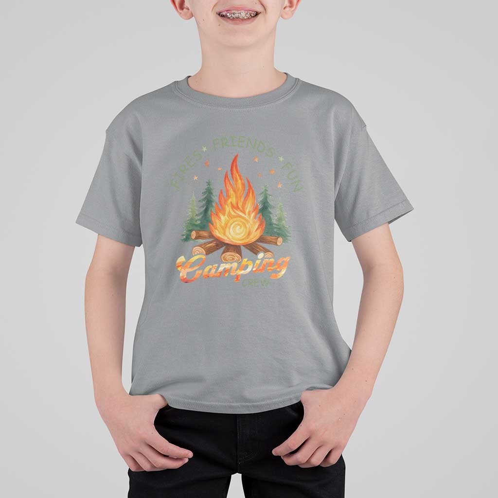 Fires Friends Fun Camping Crew T Shirt For Kid Cozy Campfire Adventure Outdoor Lovers - Wonder Print Shop