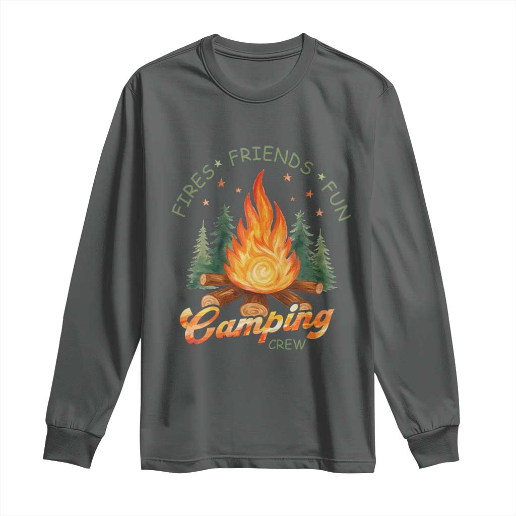 Fires Friends Fun Camping Crew Long Sleeve Shirt Cozy Campfire Adventure Outdoor Lovers - Wonder Print Shop