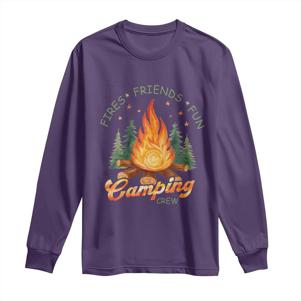 Fires Friends Fun Camping Crew Long Sleeve Shirt Cozy Campfire Adventure Outdoor Lovers - Wonder Print Shop