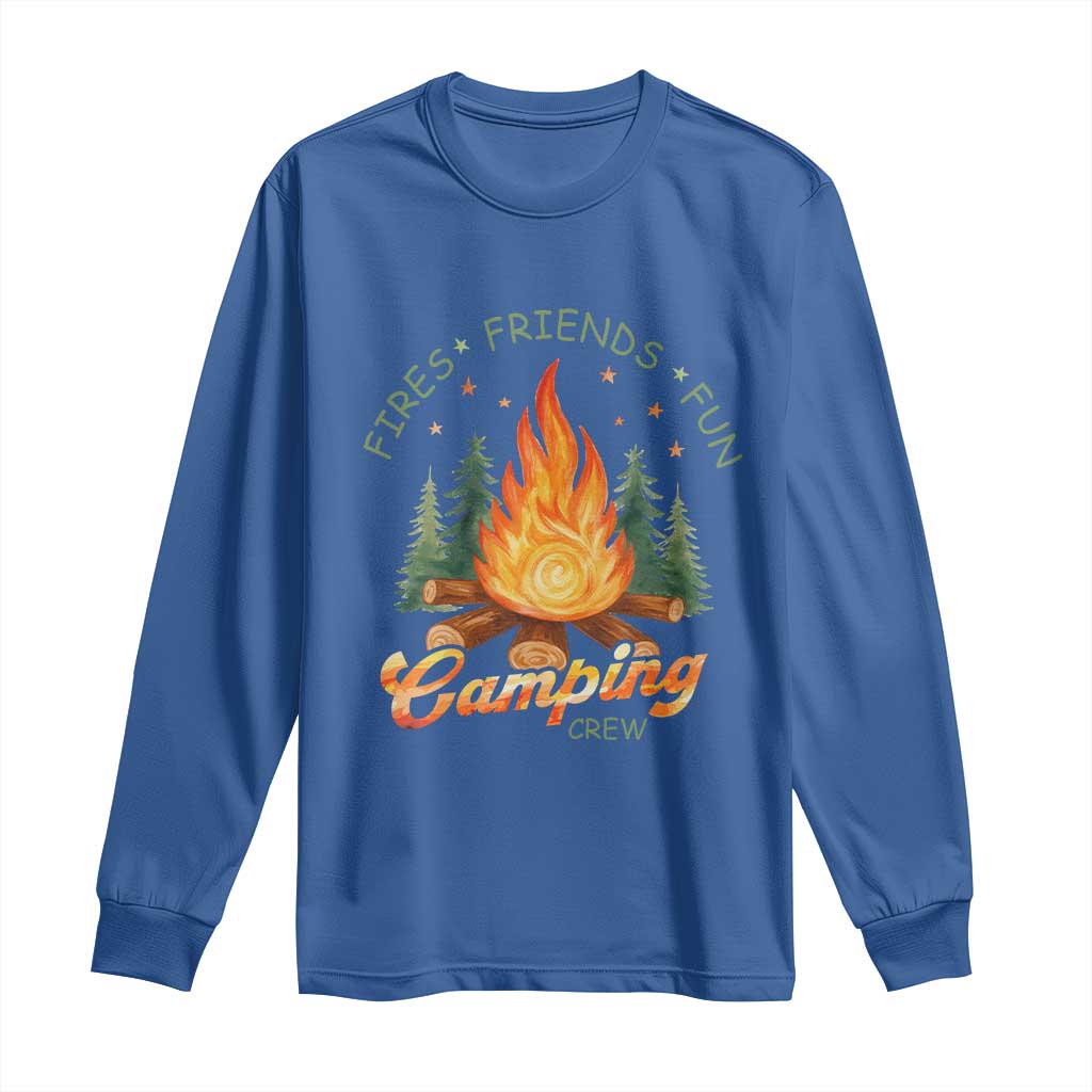Fires Friends Fun Camping Crew Long Sleeve Shirt Cozy Campfire Adventure Outdoor Lovers - Wonder Print Shop