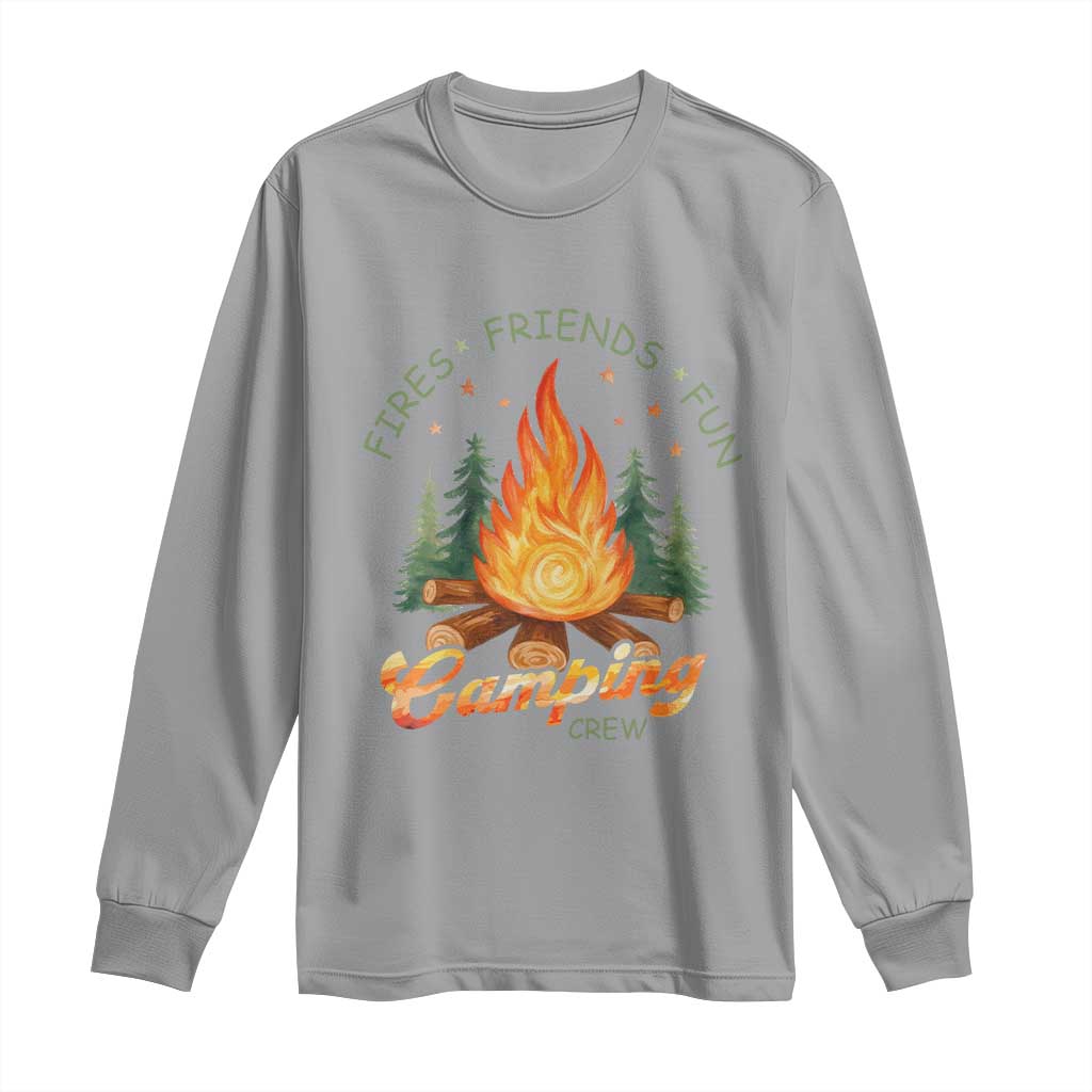 Fires Friends Fun Camping Crew Long Sleeve Shirt Cozy Campfire Adventure Outdoor Lovers - Wonder Print Shop