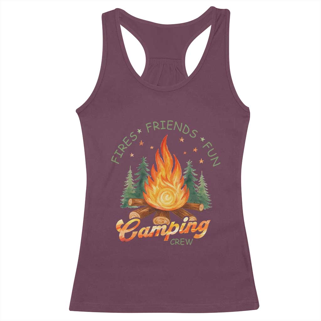 Fires Friends Fun Camping Crew Racerback Tank Top Cozy Campfire Adventure Outdoor Lovers - Wonder Print Shop