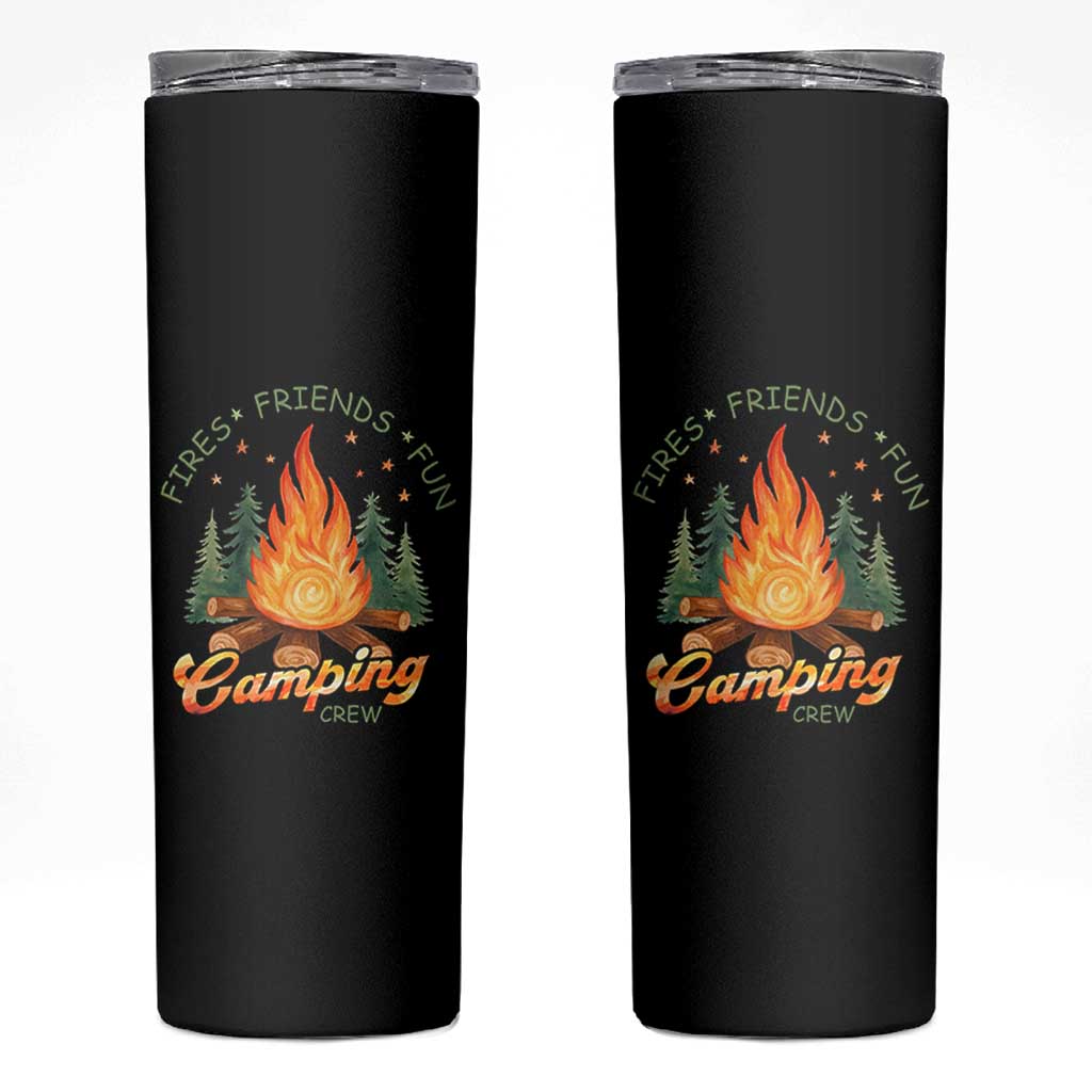 Fires Friends Fun Camping Crew Skinny Tumbler Cozy Campfire Adventure Outdoor Lovers - Wonder Print Shop
