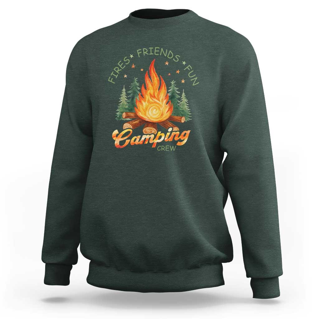 Fires Friends Fun Camping Crew Sweatshirt Cozy Campfire Adventure Outdoor Lovers - Wonder Print Shop