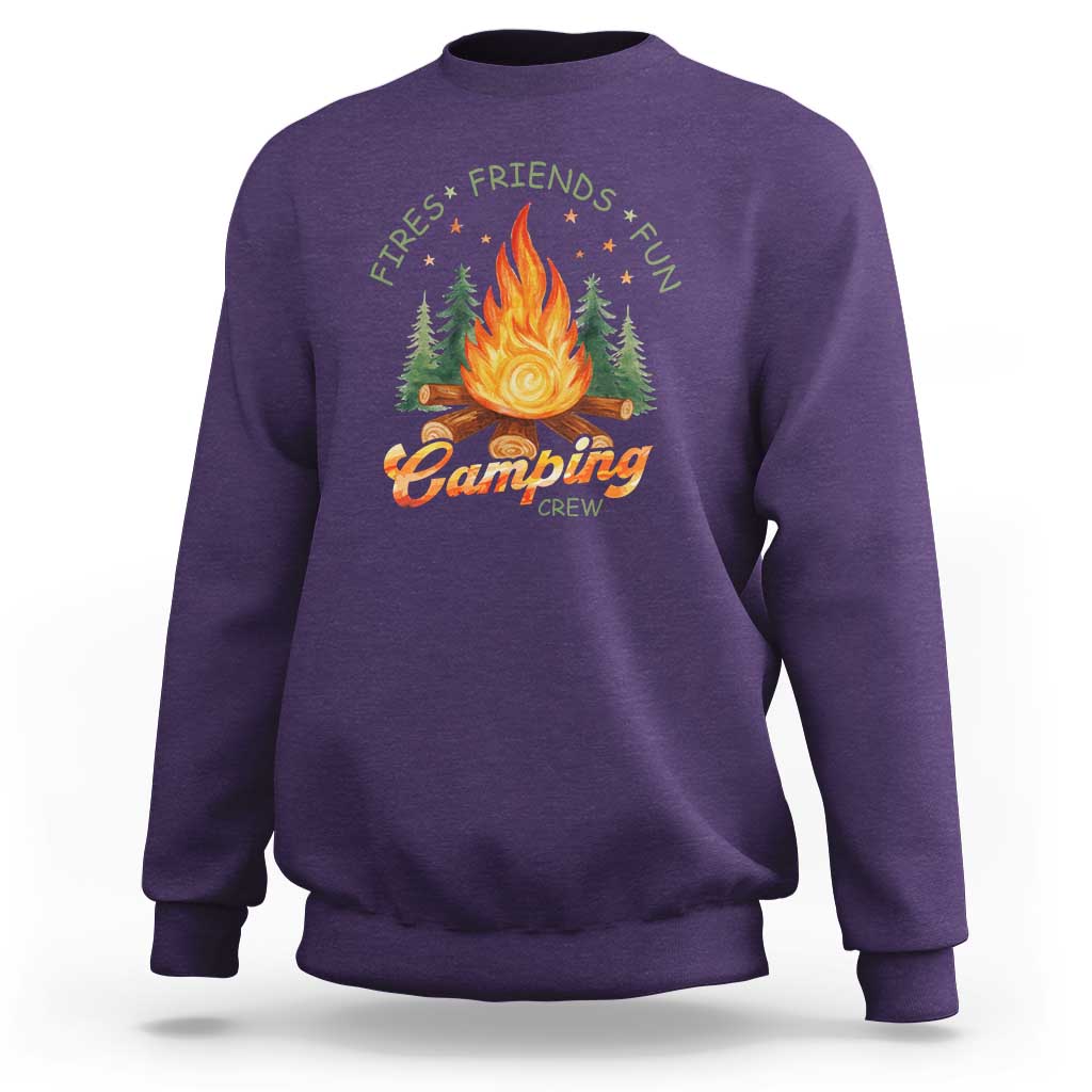 Fires Friends Fun Camping Crew Sweatshirt Cozy Campfire Adventure Outdoor Lovers - Wonder Print Shop