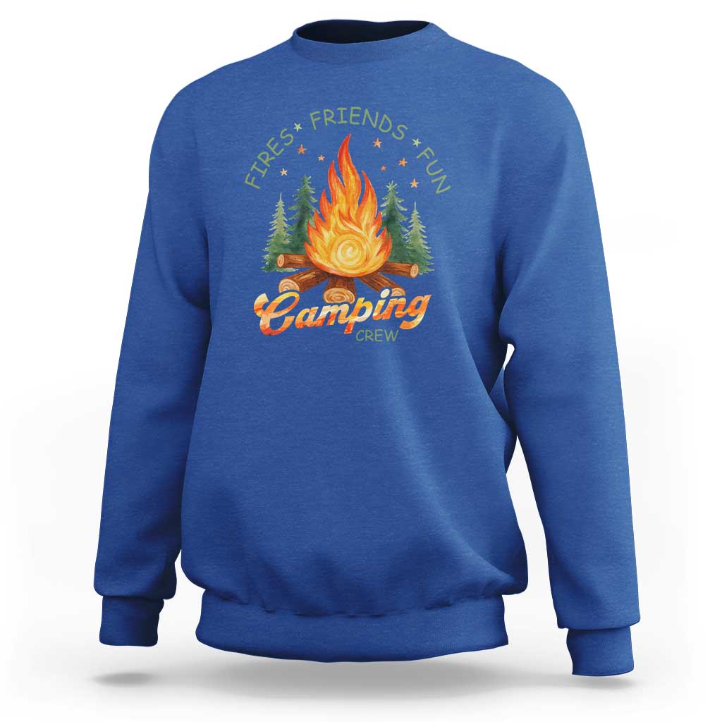 Fires Friends Fun Camping Crew Sweatshirt Cozy Campfire Adventure Outdoor Lovers - Wonder Print Shop