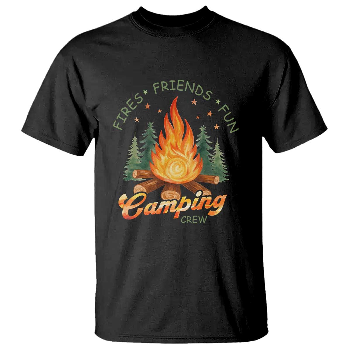 Fires Friends Fun Camping Crew T Shirt Cozy Campfire Adventure Outdoor Lovers - Wonder Print Shop