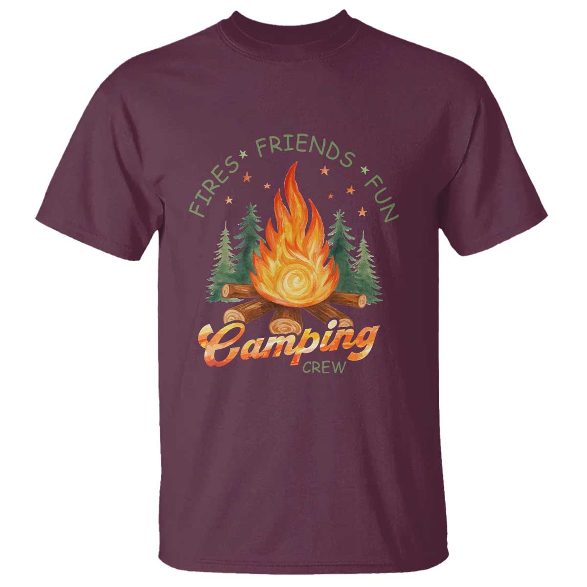 Fires Friends Fun Camping Crew T Shirt Cozy Campfire Adventure Outdoor Lovers - Wonder Print Shop