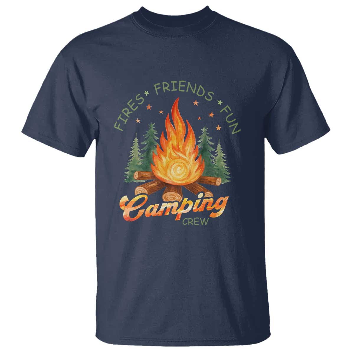 Fires Friends Fun Camping Crew T Shirt Cozy Campfire Adventure Outdoor Lovers - Wonder Print Shop