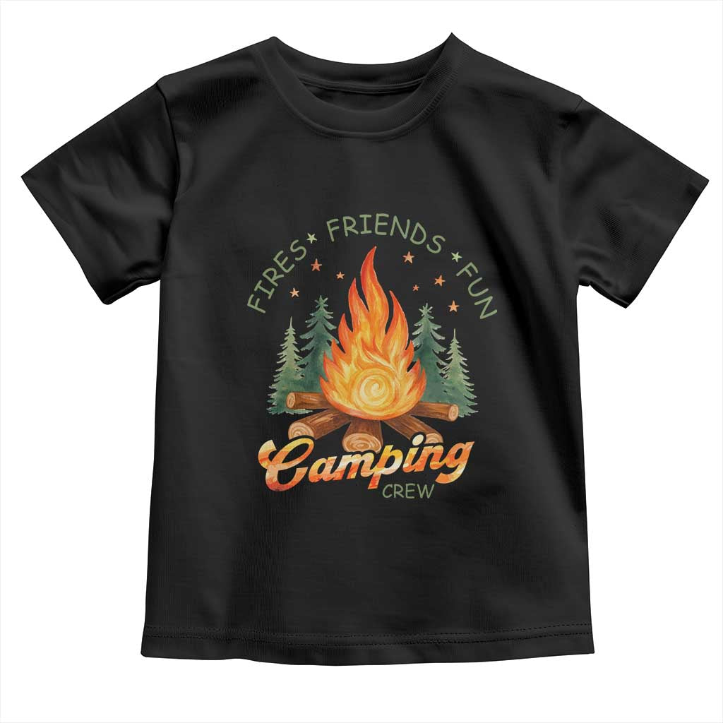Fires Friends Fun Camping Crew Toddler T Shirt Cozy Campfire Adventure Outdoor Lovers - Wonder Print Shop