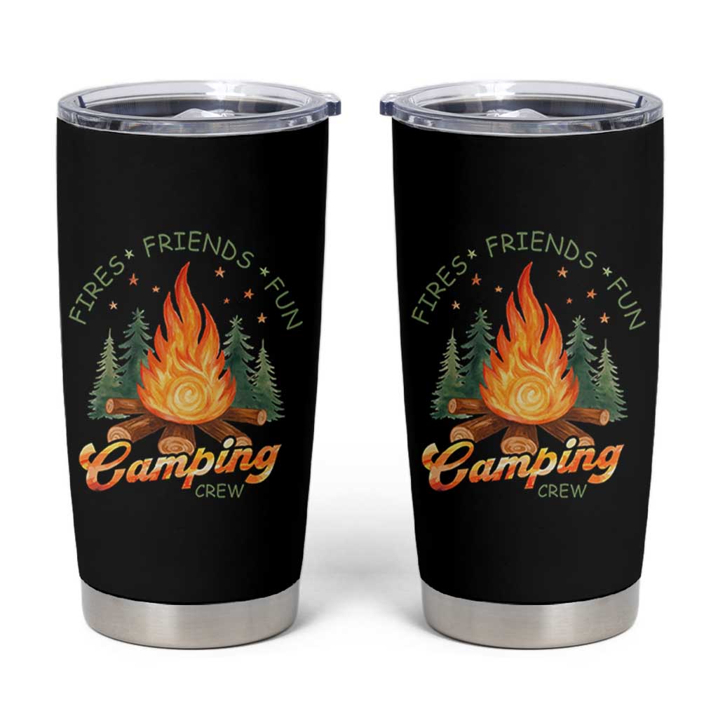 Fires Friends Fun Camping Crew Tumbler Cup Cozy Campfire Adventure Outdoor Lovers - Wonder Print Shop