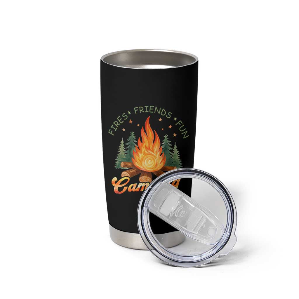 Fires Friends Fun Camping Crew Tumbler Cup Cozy Campfire Adventure Outdoor Lovers - Wonder Print Shop