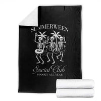 Summerween Social Club Throw Blanket Spooky All Year Skeleton Summer Halloween Beach Party - Wonder Print Shop
