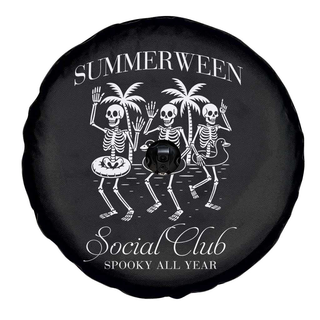 Summerween Social Club Spare Tire Cover Spooky All Year Skeleton Summer Halloween Beach Party - Wonder Print Shop