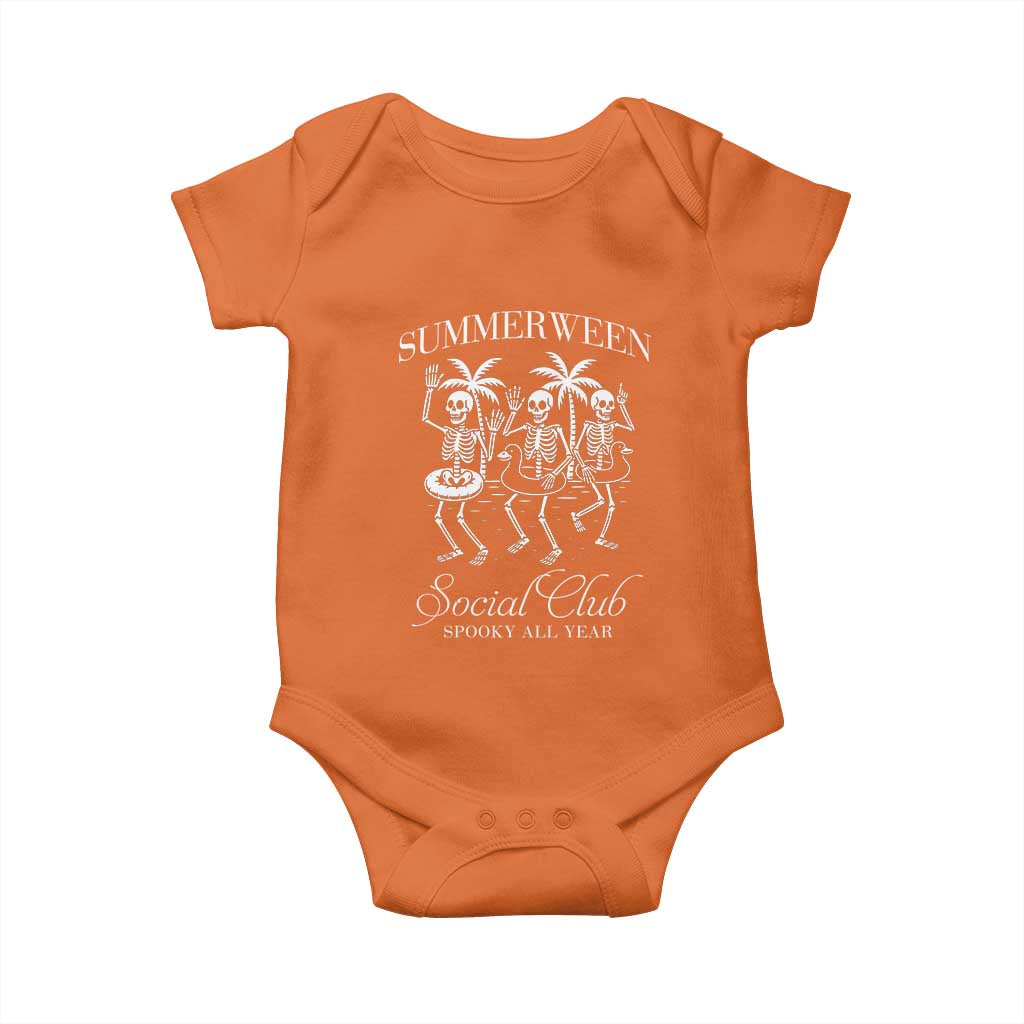Summerween Social Club Baby Onesie Spooky All Year Skeleton Summer Halloween Beach Party - Wonder Print Shop
