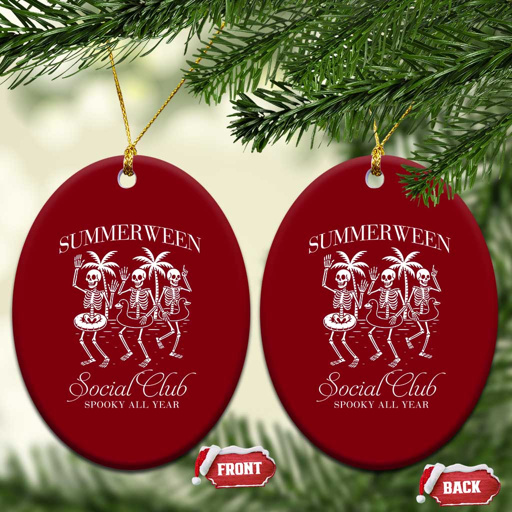 Summerween Social Club Ceramic Ornament Spooky All Year Skeleton Summer Halloween Beach Party - Wonder Print Shop