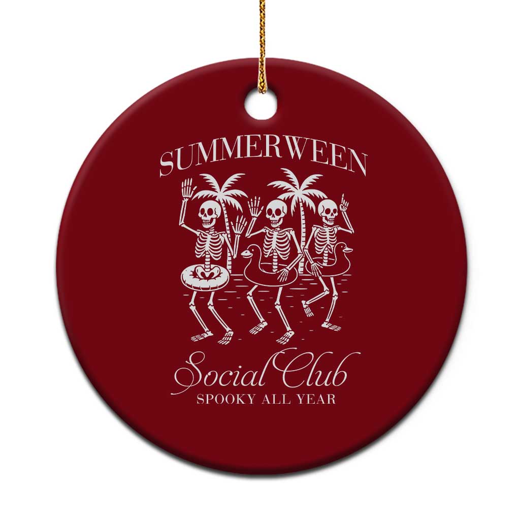 Summerween Social Club Ceramic Ornament Spooky All Year Skeleton Summer Halloween Beach Party - Wonder Print Shop