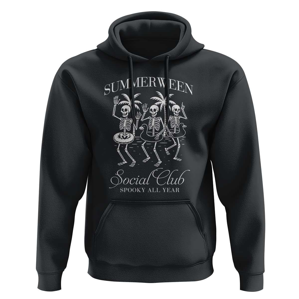 Summerween Social Club Hoodie Spooky All Year Skeleton Summer Halloween Beach Party - Wonder Print Shop