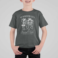 Summerween Social Club T Shirt For Kid Spooky All Year Skeleton Summer Halloween Beach Party - Wonder Print Shop