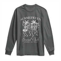 Summerween Social Club Long Sleeve Shirt Spooky All Year Skeleton Summer Halloween Beach Party - Wonder Print Shop