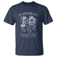 Summerween Social Club T Shirt Spooky All Year Skeleton Summer Halloween Beach Party - Wonder Print Shop