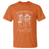Summerween Social Club T Shirt Spooky All Year Skeleton Summer Halloween Beach Party - Wonder Print Shop
