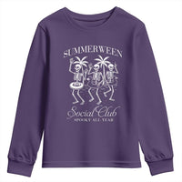 Summerween Social Club Youth Sweatshirt Spooky All Year Skeleton Summer Halloween Beach Party - Wonder Print Shop