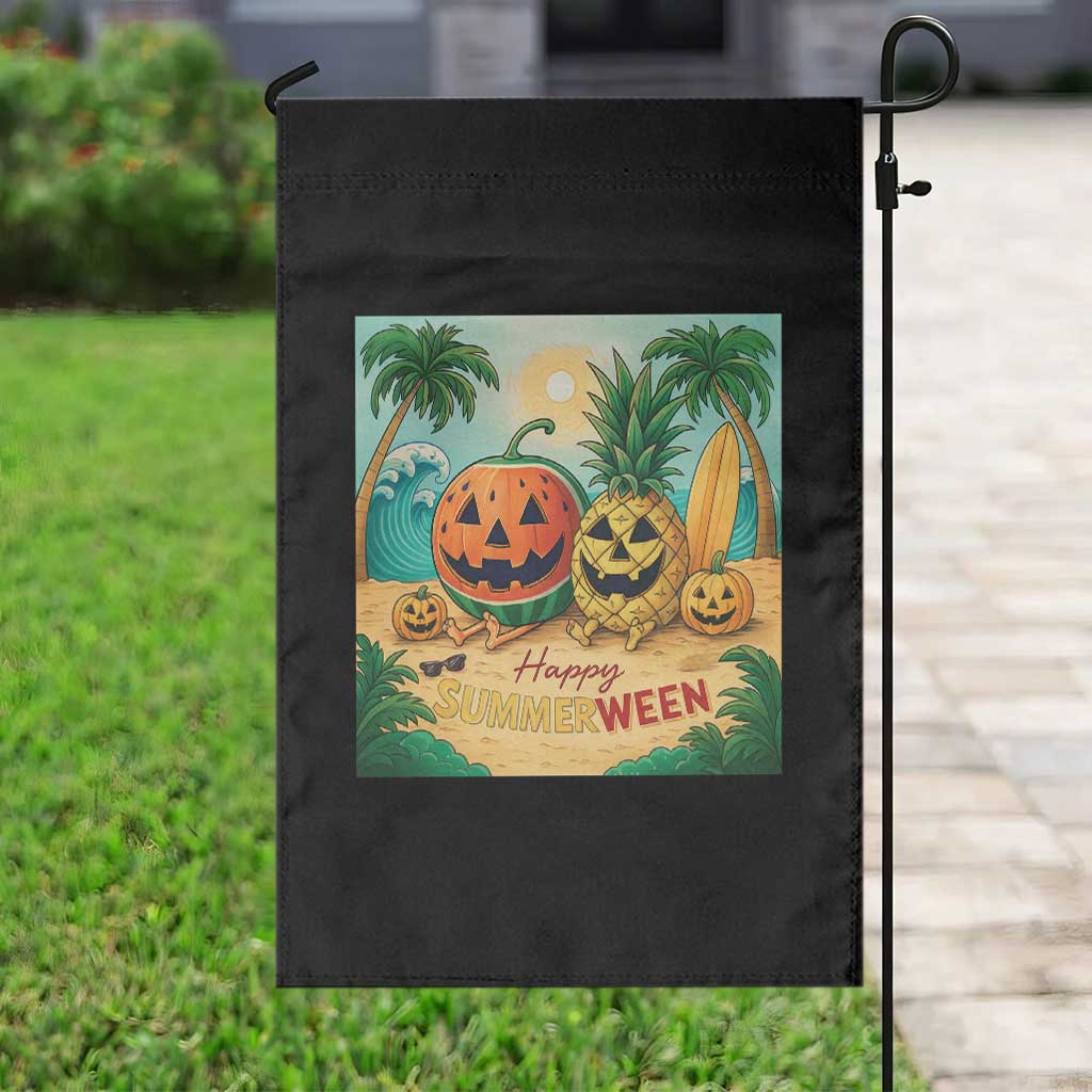 Retro Tropical Summerween Garden Flag Halloween Summer Beach Cocktail Boo - Wonder Print Shop